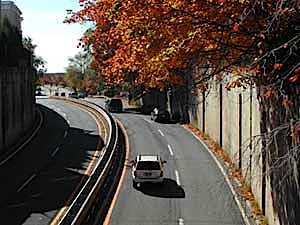 Route 1, which is right next to this part of the Rail Trail (one would never know it).