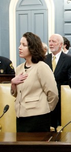 Kathleen O'Connor Ives being sworn in as State Senator