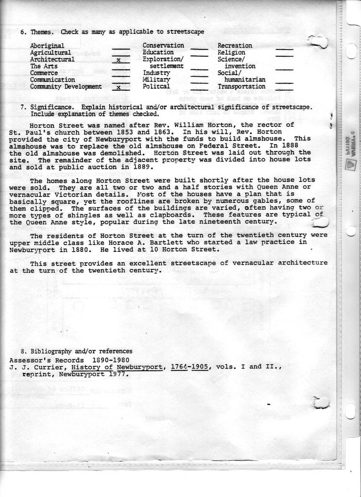 Horton Street, Newburyport HIstoric Surveys Page 2