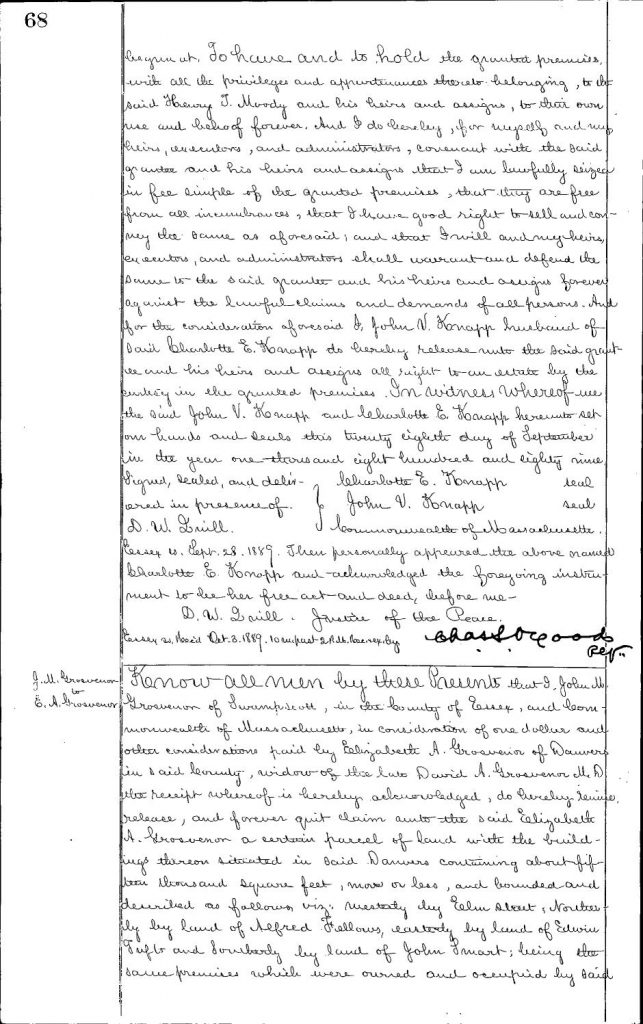 The original 1889 Deed for 20 Orange Street, page 2