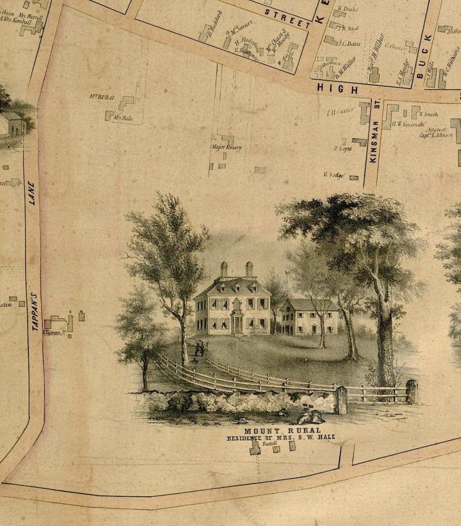 Mount Rural, Residence of Mrs. S.W. Hale, 1851 map of Newburyport